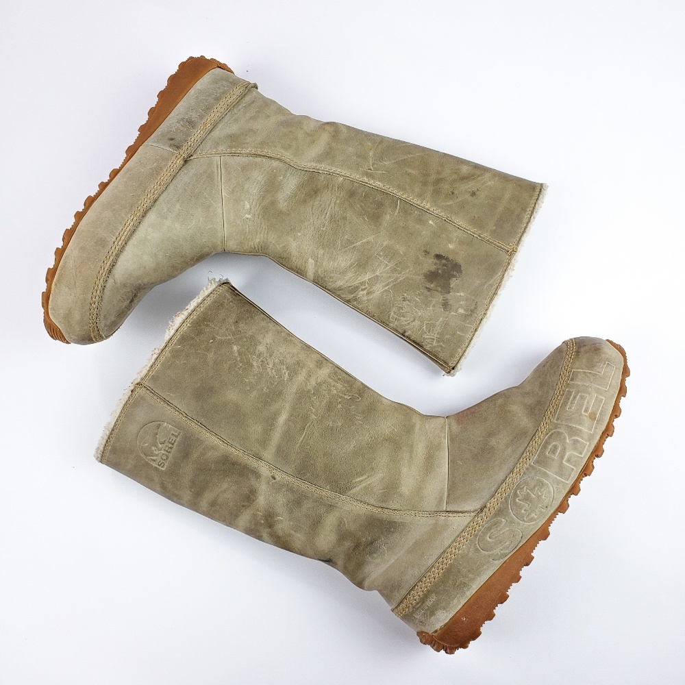 Sorel Suka Waterproof Boots Tan Fleece Lined 7.5